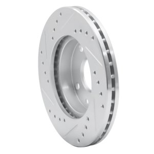 Ford Aspire Brake Rotor (1) - Front Right - R1 Concepts - Drilled & Slotted - Silver - `94-`02